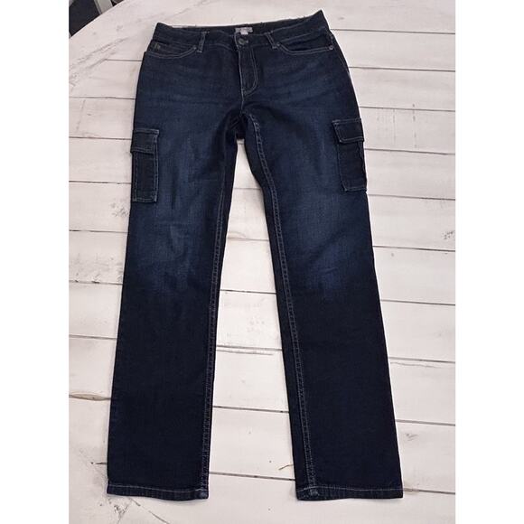 J Jill Dark Jeans With Cargo Pockets Size 6 P - Picture 2 of 5
